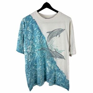 Vintage 1992 Volunteer Dolphin Water Animal Nature Graphic Shirt Size XL